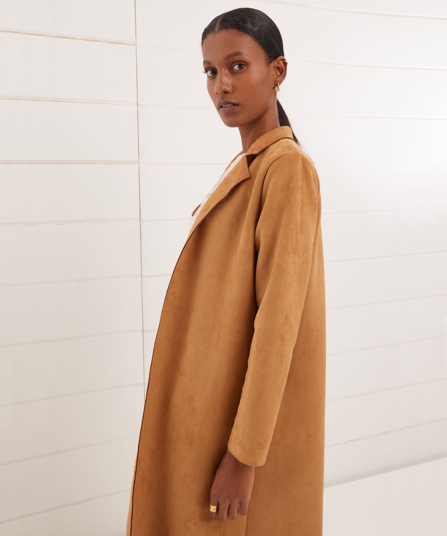 Abrigo Abierto Efecto Gamuza